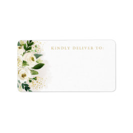 Wit en Goud Bloemen Bloem Blank Adres Etiket