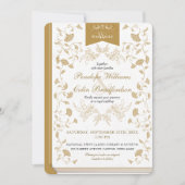 Wit en Goud Bloemen Boek Hoesje Bruiloft Kaart (Voorkant)