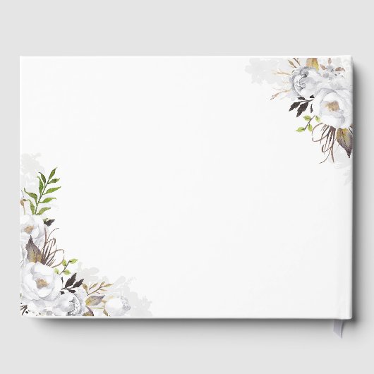 Wit en Goud Bloemen Bruiloft Gastenboek (Achterkant)