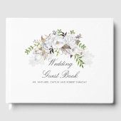 Wit en Goud Bloemen Bruiloft Gastenboek (Voorkant)