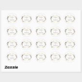Wit en Goud Bloemen Bruiloft Ronde Sticker (Vel)