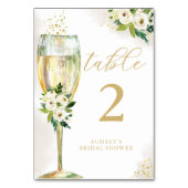 Wit en Goud Bloemen Champagne Glas Gepersonaliseer Kaart (Voorkant)