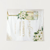 Wit en Goud Bloemen Champagne Glas Welkom Wandkleed (Voorkant (horizontaal))