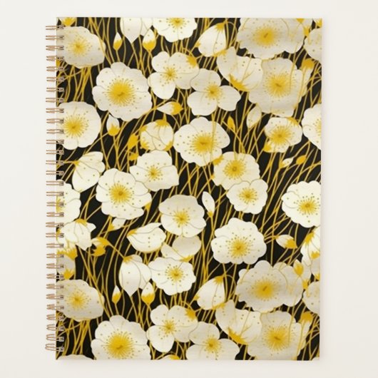 Wit en Goud Bloemen Chiyogami Planner (Voorkant)