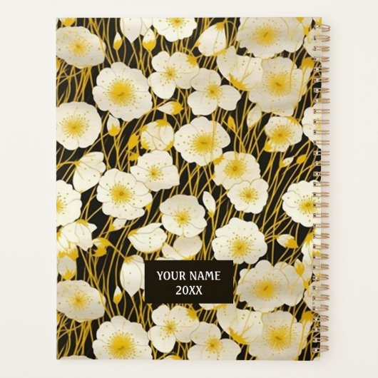 Wit en Goud Bloemen Chiyogami Planner (Achterkant)