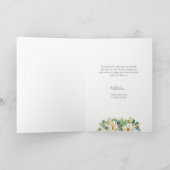 Wit en Goud bloemen Dank u kaart (Binnen)