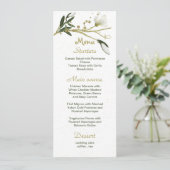 wit en goud bloemen groen bruiloft menu (Staand voorkant)