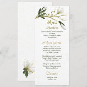 wit en goud bloemen groen bruiloft menu (Voorkant / Achterkant)