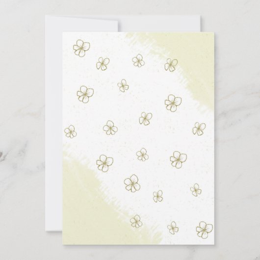 wit en goud bloemen groen bruiloft uitnodiging (Achterkant)