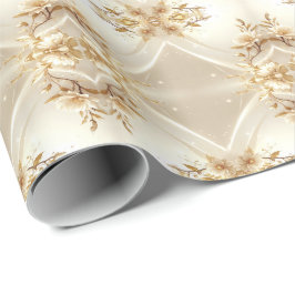 Wit en Goud Bloemen Inpakpapier