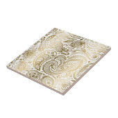 Wit en Goud Bloemen Kant Paisley 3 Tegeltje (Zijkant)