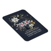 Wit en Goud Bloemen Krans Bruiloft Save The Date Magneet (Rechterzijde)