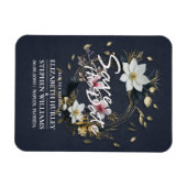 Wit en Goud Bloemen Krans Bruiloft Save The Date Magneet (Horizontaal)