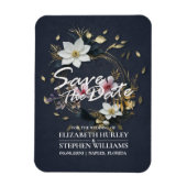 Wit en Goud Bloemen Krans Bruiloft Save The Date Magneet (Verticaal)
