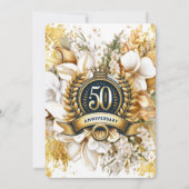 Wit en Goud Bloemen Laurel 50ste Jubileum Kaart (Achterkant)