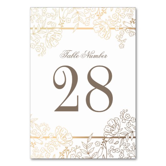 Wit en Goud Bloemen Lijst bruiloft Kaart (Achterkant)