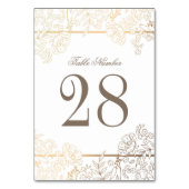 Wit en Goud Bloemen Lijst bruiloft Kaart (Voorkant)