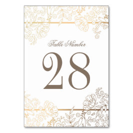 Wit en Goud  Bloemen Lijst bruiloft Kaart