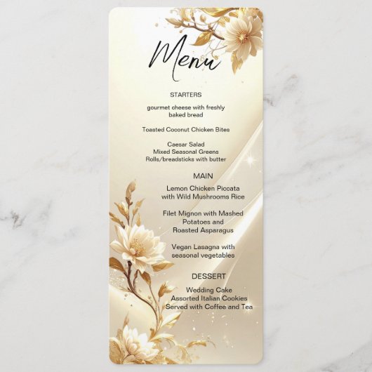 Wit en Goud Bloemen Menu (Voorkant)