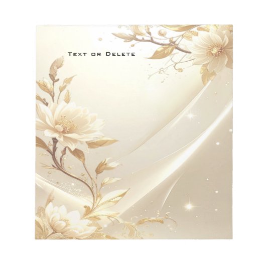 Wit en Goud Bloemen Notitieblok (Voorkant)