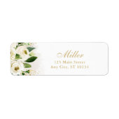 Wit en Goud Bloemen Retouradres Etiket (Voorkant)