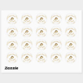 Wit en Goud Bloemen Verloving Ring Ronde Sticker (Vel)