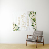 Wit en Goud Bloemen Vrijgezellenfeest Achtergrond Wandkleed (In Situ (horizontaal))