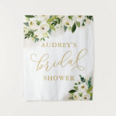 Wit en Goud Bloemen Vrijgezellenfeest Achtergrond Wandkleed (Voorkant)