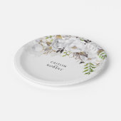 Wit en Goud Bloemen Waterverf Bruiloft Papieren Bordje (Gekanteld)