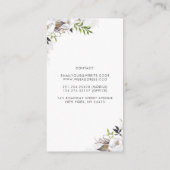 Wit en Goud Bloemen Waterverf Elegant Visitekaartje (Achterkant)