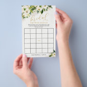Wit en Goud Bloemenbruids Bingo Papier Spel Kaart (Hand)