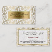 Wit en goud bloemenkant Paisley 2 Visitekaartje (Voorkant / Achterkant)
