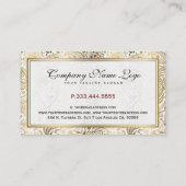 Wit en goud bloemenkant Paisley 2 Visitekaartje (Achterkant)