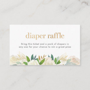 Wit en goud bloemenluier Raffle ticket Informatiekaartje