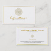 Wit en goud  bloemmandala visitekaartje (Voorkant / Achterkant)
