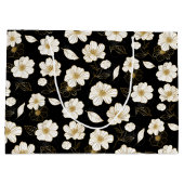 Wit en goud bloemmotief zwart groot cadeauzakje (Achterkant)