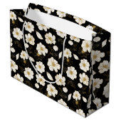 Wit en goud bloemmotief zwart groot cadeauzakje (Achterkant Gekanteld)