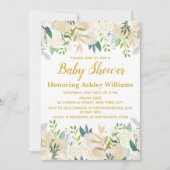 Wit en Goud Boho Botanische groen Baby shower Kaart (Voorkant)