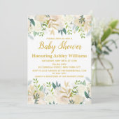 Wit en Goud Boho Botanische groen Baby shower Kaart (Staand voorkant)