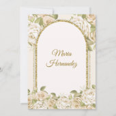 Wit en Goud Boho Mexicaanse Bloemenmeisje Tres Ano Kaart (Achterkant)