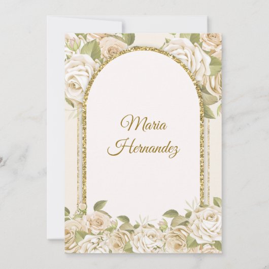 Wit en Goud Boho Mexicaanse Bloemenmeisje Tres Ano Kaart (Achterkant)