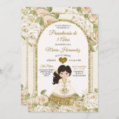 Wit en Goud Boho Mexicaanse Bloemenmeisje Tres Ano Kaart (Voorkant / Achterkant)