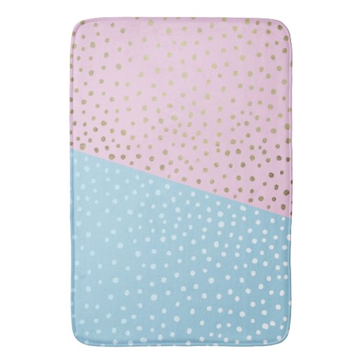 Wit en Goud Bronzen Dot Patroon Badmat (Voorkant Verticaal)