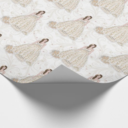 Wit en goud bruids trouwfeest  cadeaupapier (Hoek)