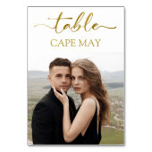 Wit en Goud Bruiloft Foto Tafel Aantal Kaarten (Voorkant)