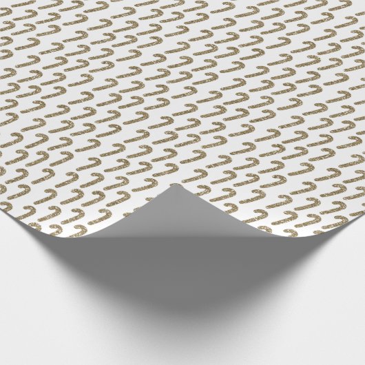 Wit en Goud Candy Canes Glitter Kerstmis Cadeaupapier (Hoek)