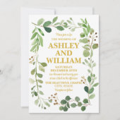 Wit en goud Chic Greenery Boho Boheemse bruiloft Kaart (Voorkant)