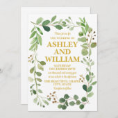 Wit en goud Chic Greenery Boho Boheemse bruiloft Kaart (Voorkant / Achterkant)