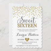 Wit en Goud Chic Sweet Sixteen Party Verjaardag Kaart (Voorkant)