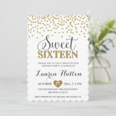 Wit en Goud Chic Sweet Sixteen Party Verjaardag Kaart (Staand voorkant)